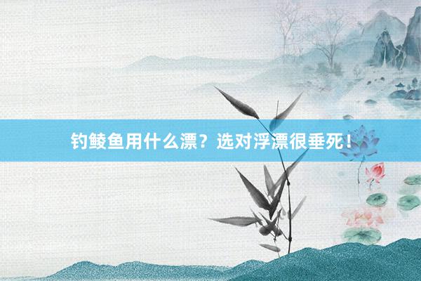 钓鲮鱼用什么漂？选对浮漂很垂死！