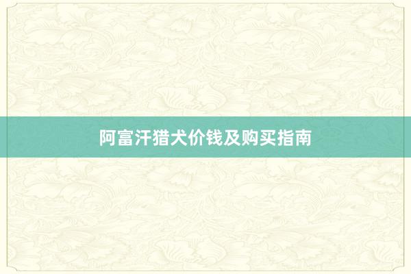 阿富汗猎犬价钱及购买指南